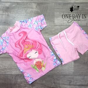 Aleumdr Short Sleeve Rashguard Boyshort Tankini Swimsuit Size 10